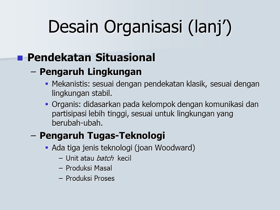 Desain Organisasi (lanj’)