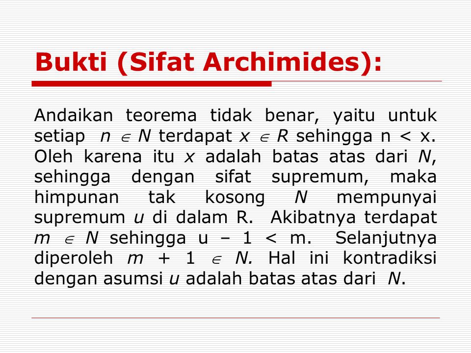 Bukti (Sifat Archimides):
