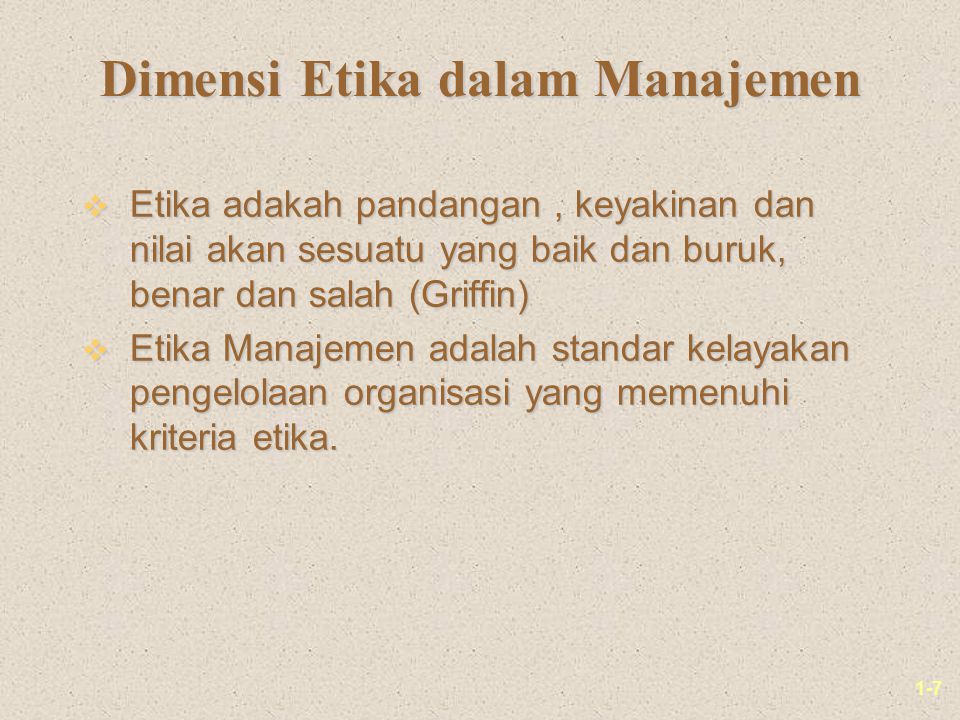 Dimensi Etika dalam Manajemen