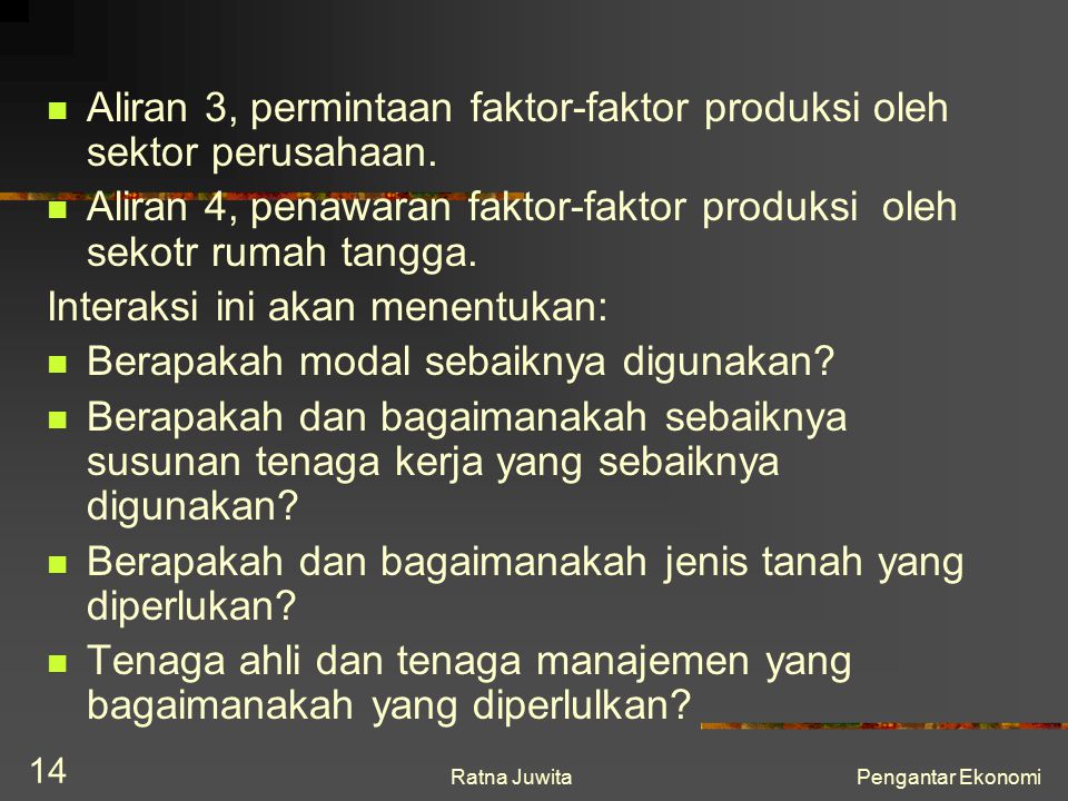 Aliran 3, permintaan faktor-faktor produksi oleh sektor perusahaan.