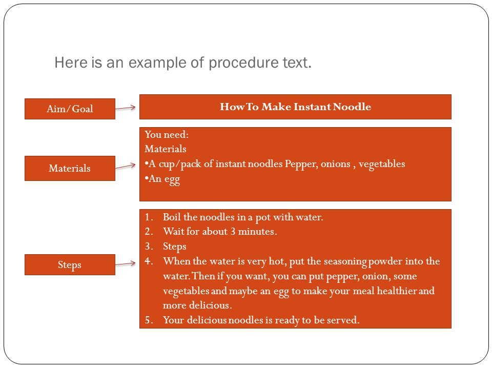 Here is an example of procedure text.