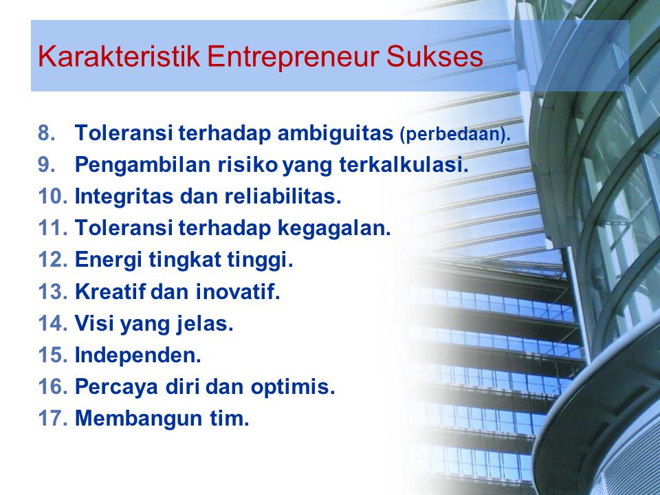 Karakteristik Entrepreneur Sukses