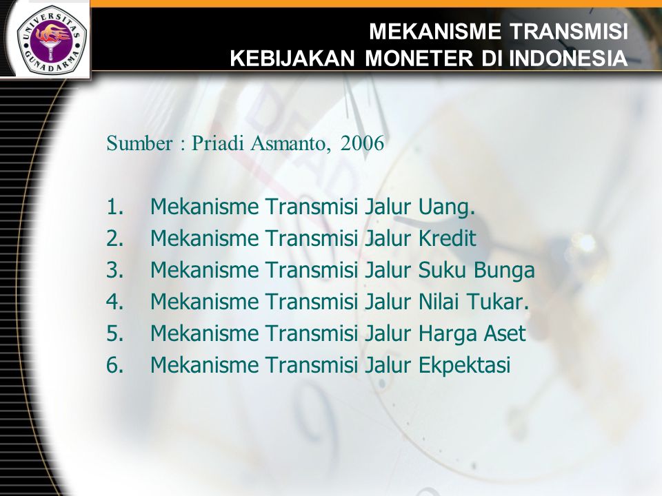 MEKANISME TRANSMISI KEBIJAKAN MONETER DI INDONESIA