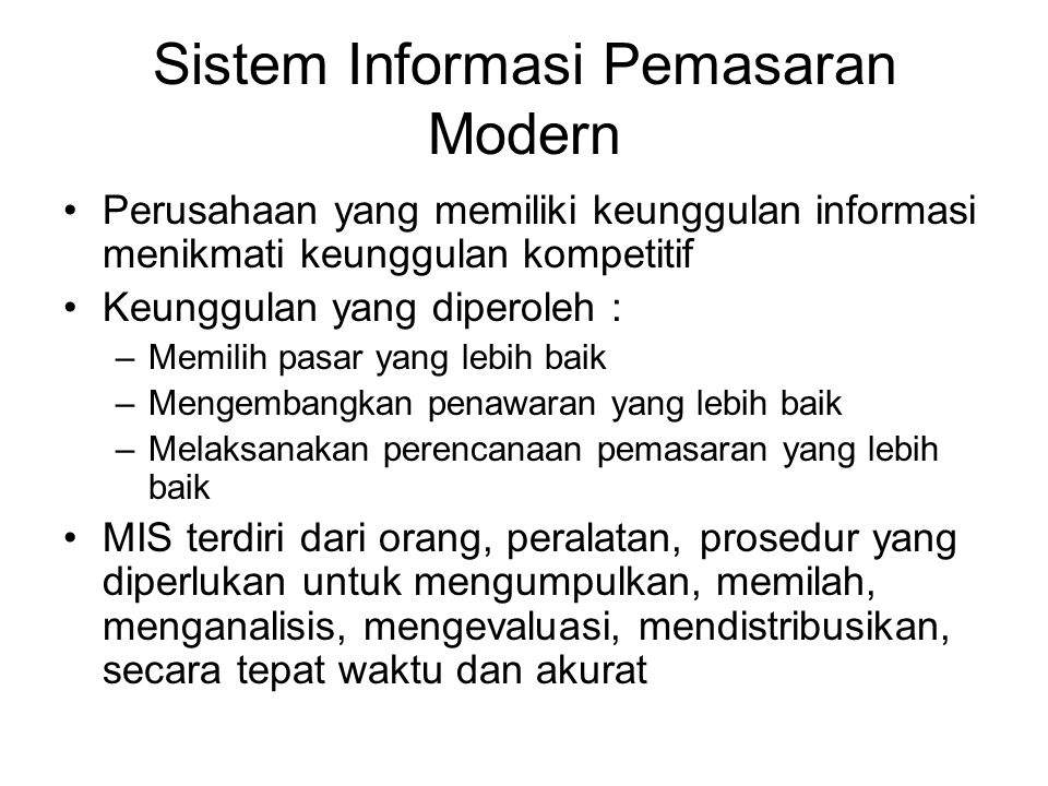 Sistem Informasi Pemasaran Modern