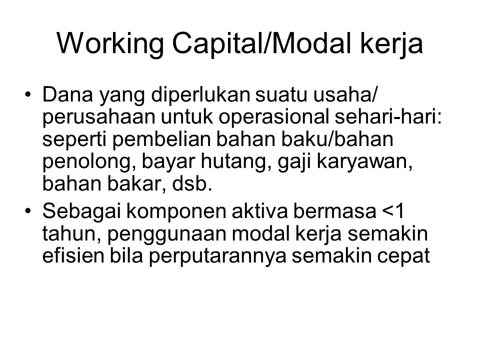 Working Capital/Modal kerja