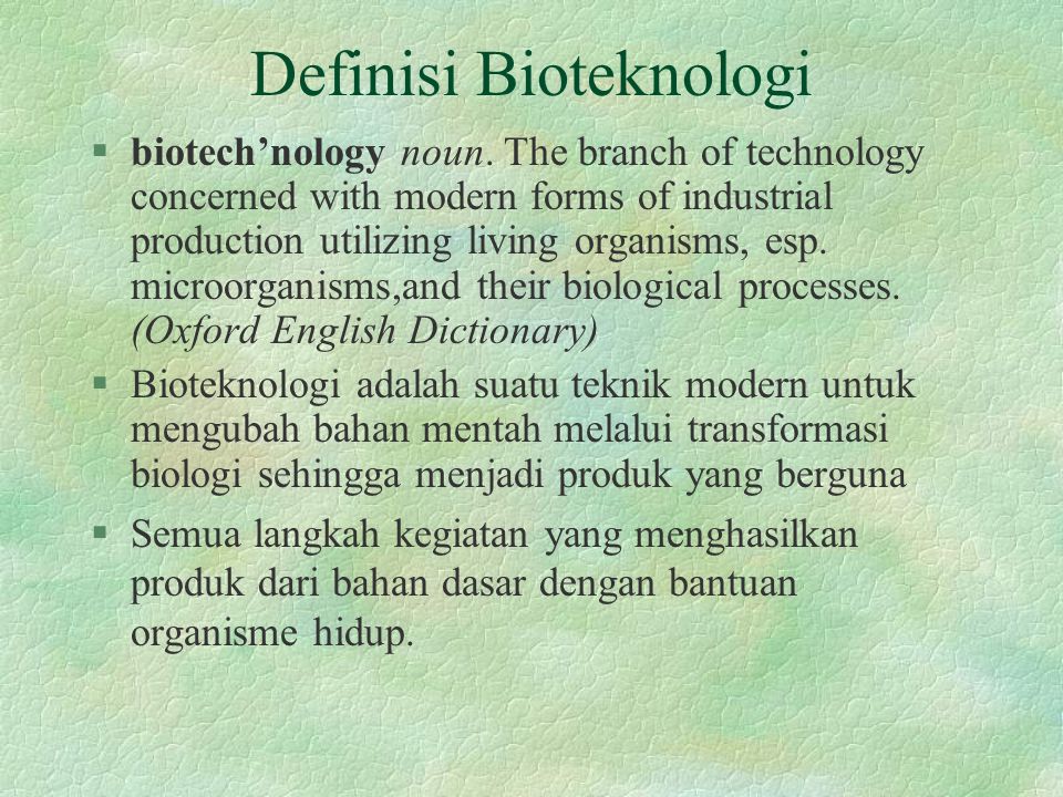 Definisi Bioteknologi