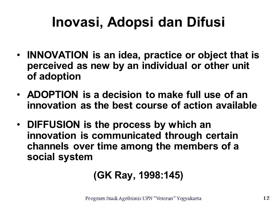 Inovasi, Adopsi dan Difusi