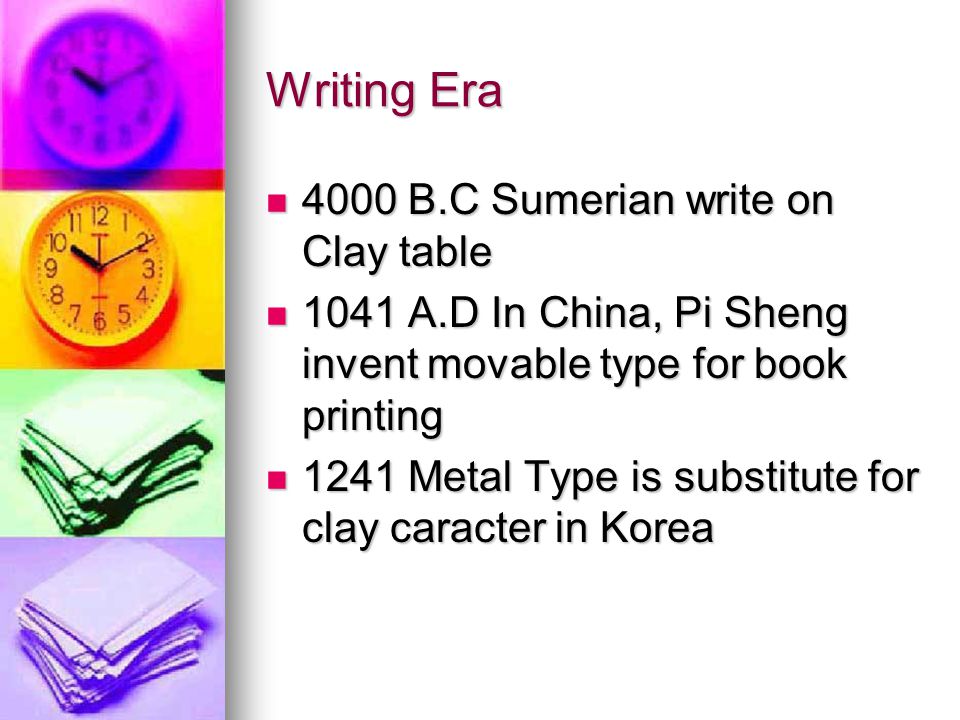Writing Era 4000 B.C Sumerian write on Clay table