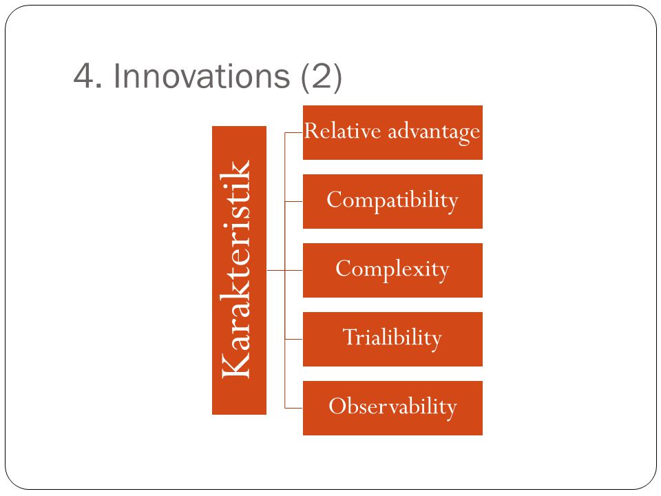 Karakteristik 4. Innovations (2) Relative advantage Compatibility