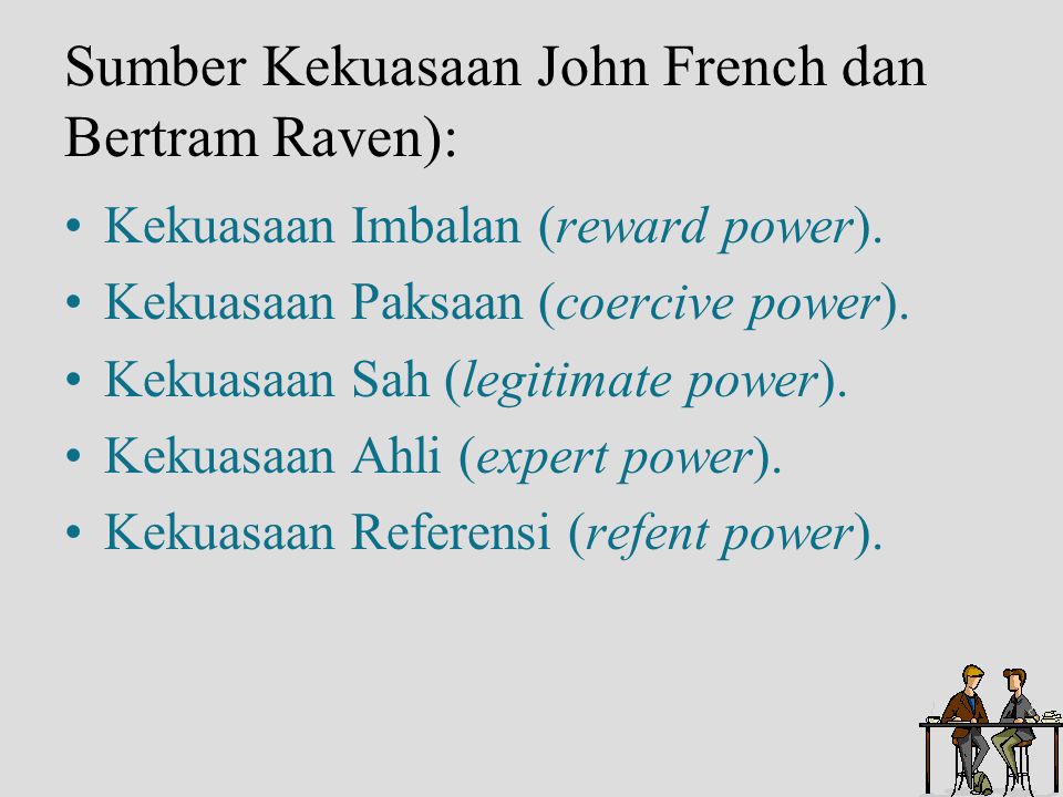 Sumber Kekuasaan John French dan Bertram Raven):