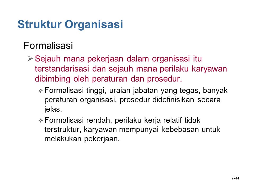 Struktur Organisasi Formalisasi