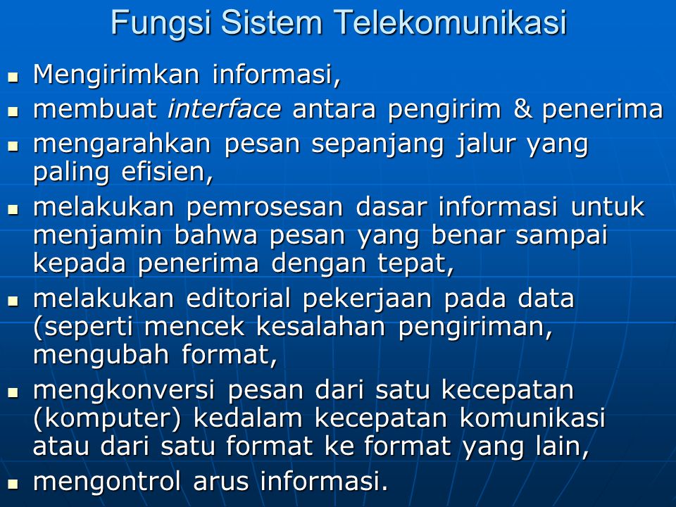 Fungsi Sistem Telekomunikasi
