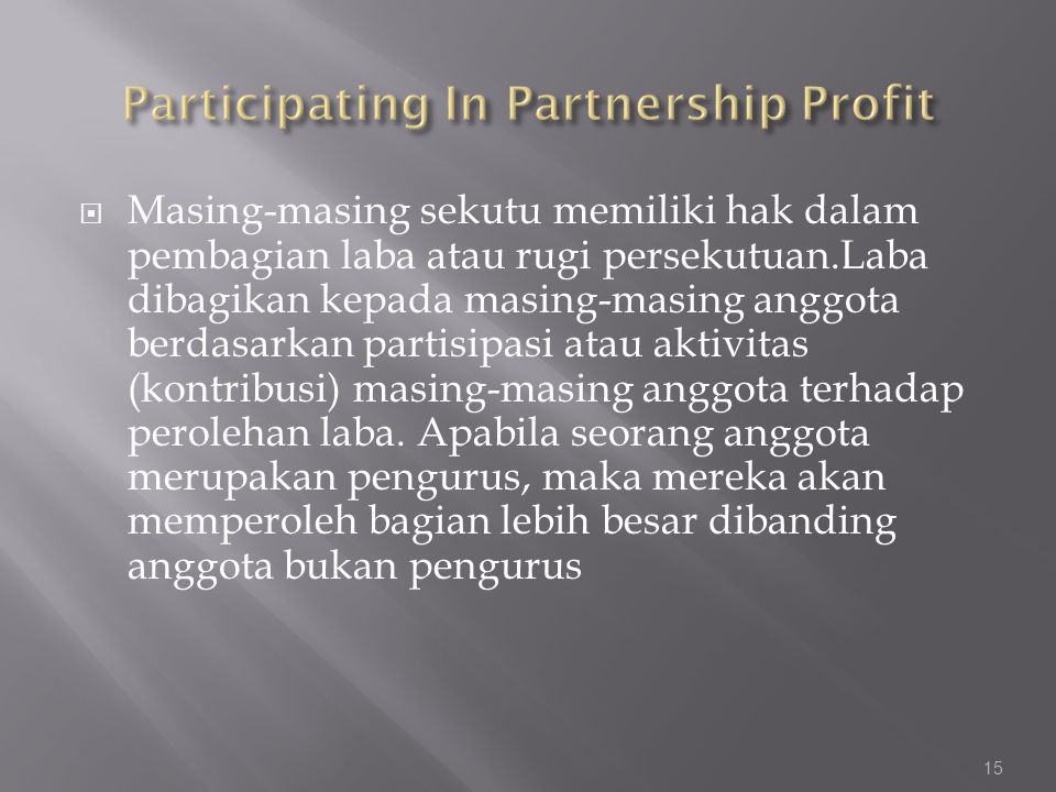 Participating In Partnership Profit