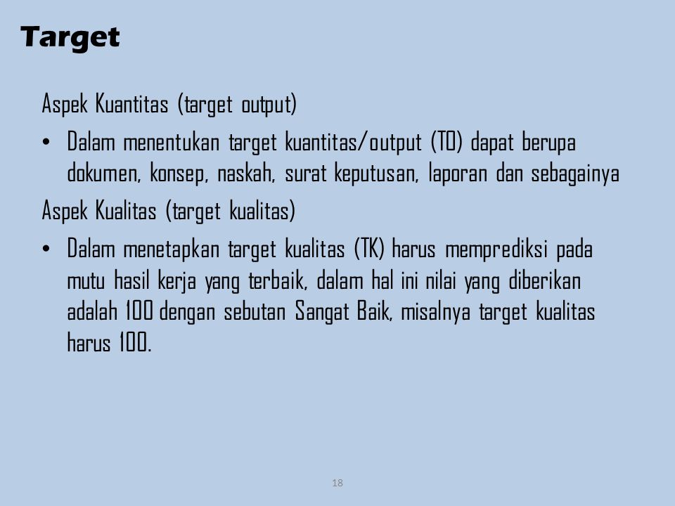 Target Aspek Kuantitas (target output)