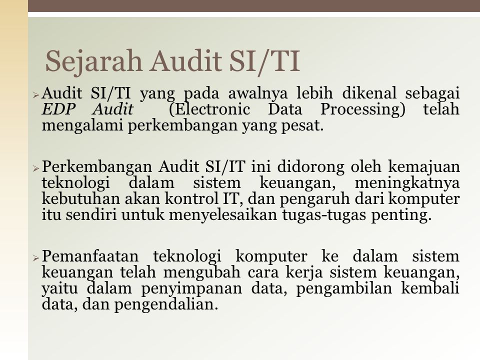 Sejarah Audit SI/TI