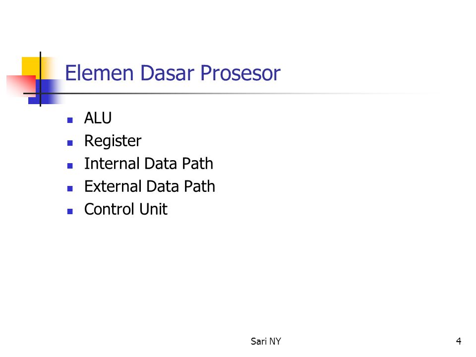 Elemen Dasar Prosesor ALU Register Internal Data Path