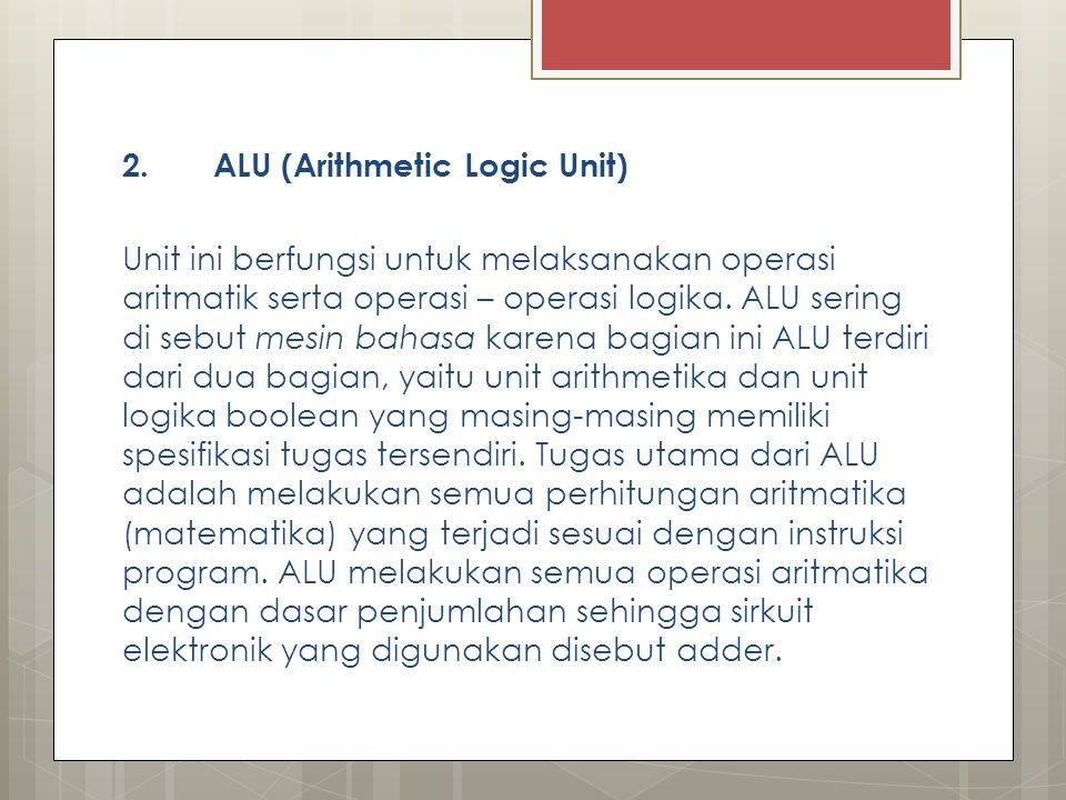 2. ALU (Arithmetic Logic Unit)