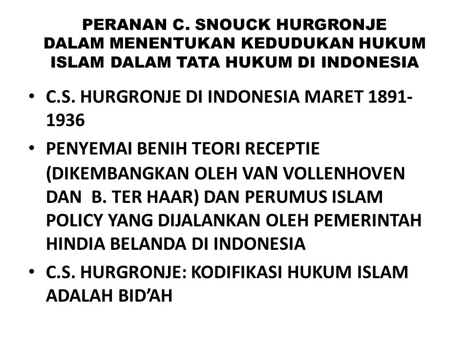 C.S. HURGRONJE DI INDONESIA MARET