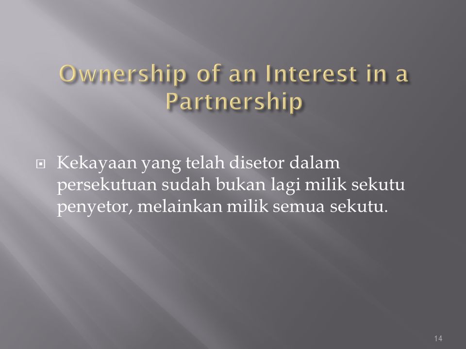 Ownership of an Interest in a Partnership