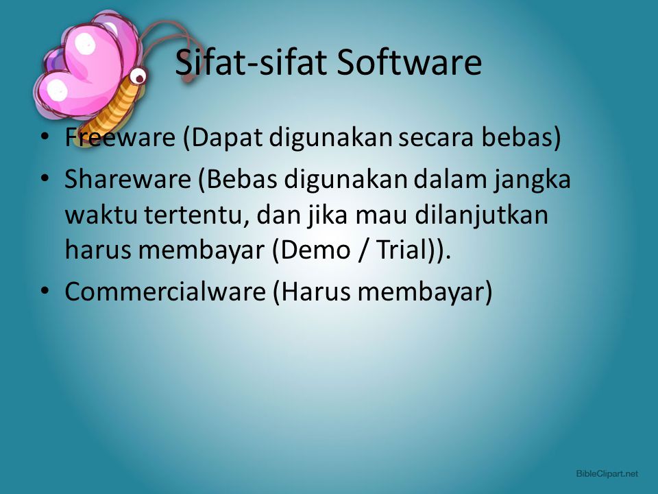 Sifat-sifat Software Freeware (Dapat digunakan secara bebas)