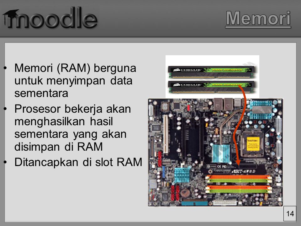 Memori Memori (RAM) berguna untuk menyimpan data sementara