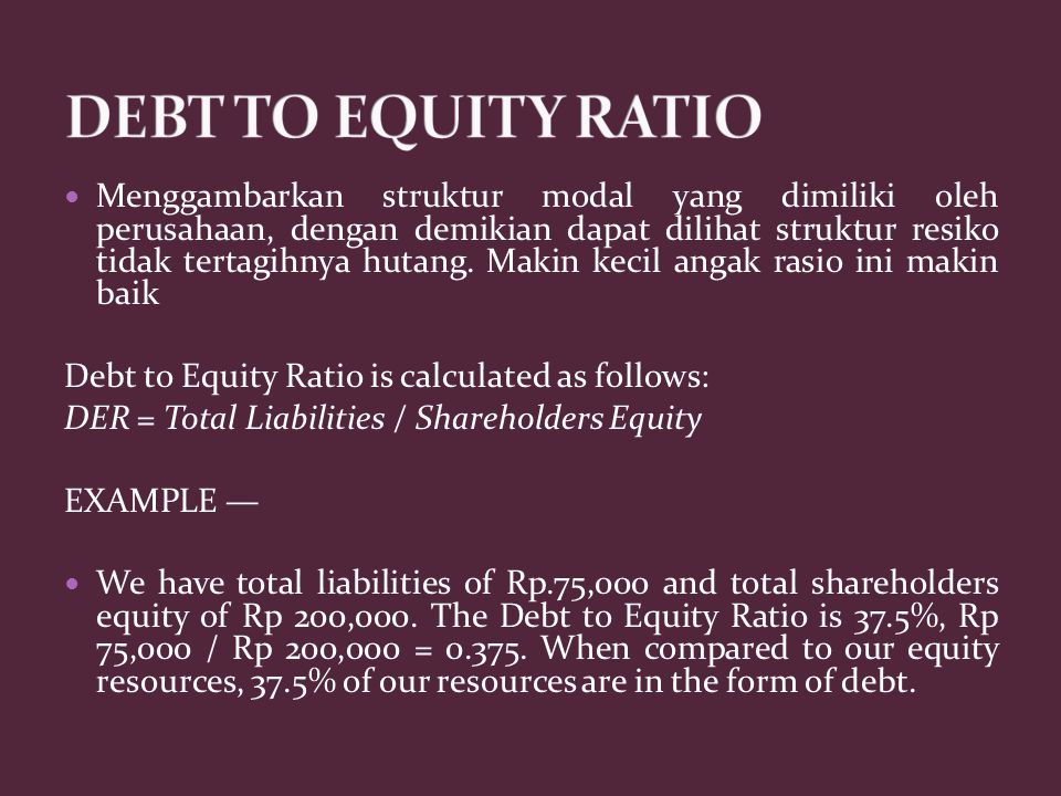 DEBT TO EQUITY RATIO
