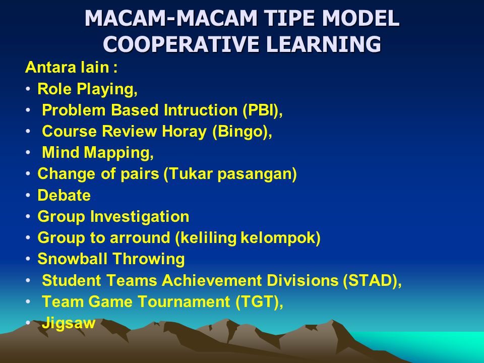 MACAM-MACAM TIPE MODEL COOPERATIVE LEARNING