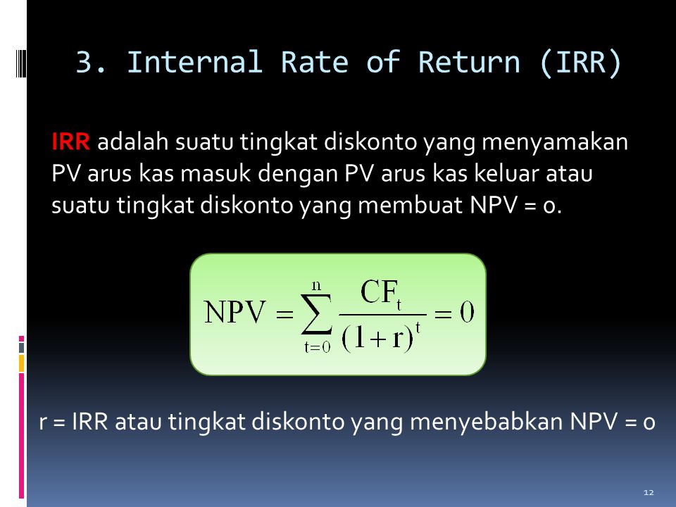 3. Internal Rate of Return (IRR)