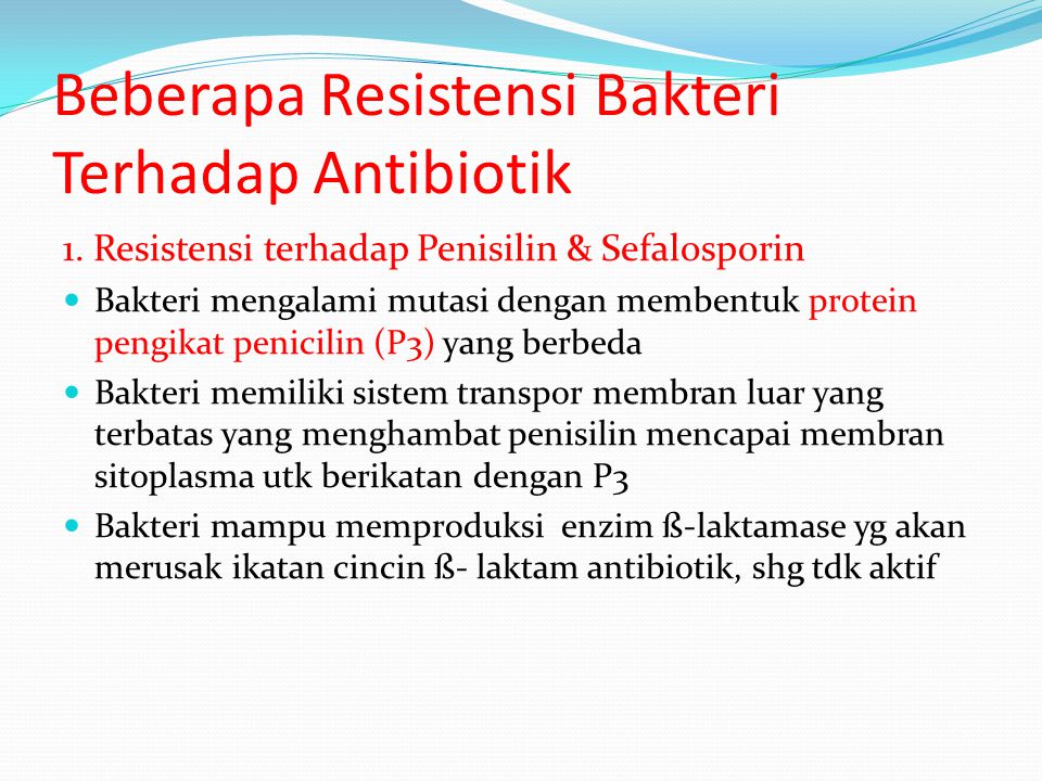 Beberapa Resistensi Bakteri Terhadap Antibiotik