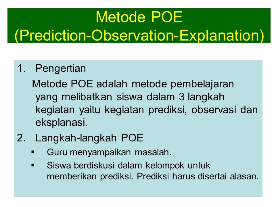 Metode POE (Prediction-Observation-Explanation)