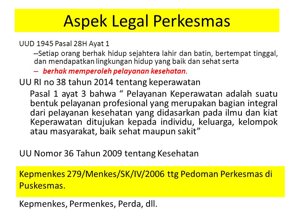 Aspek Legal Perkesmas UU RI no 38 tahun 2014 tentang keperawatan