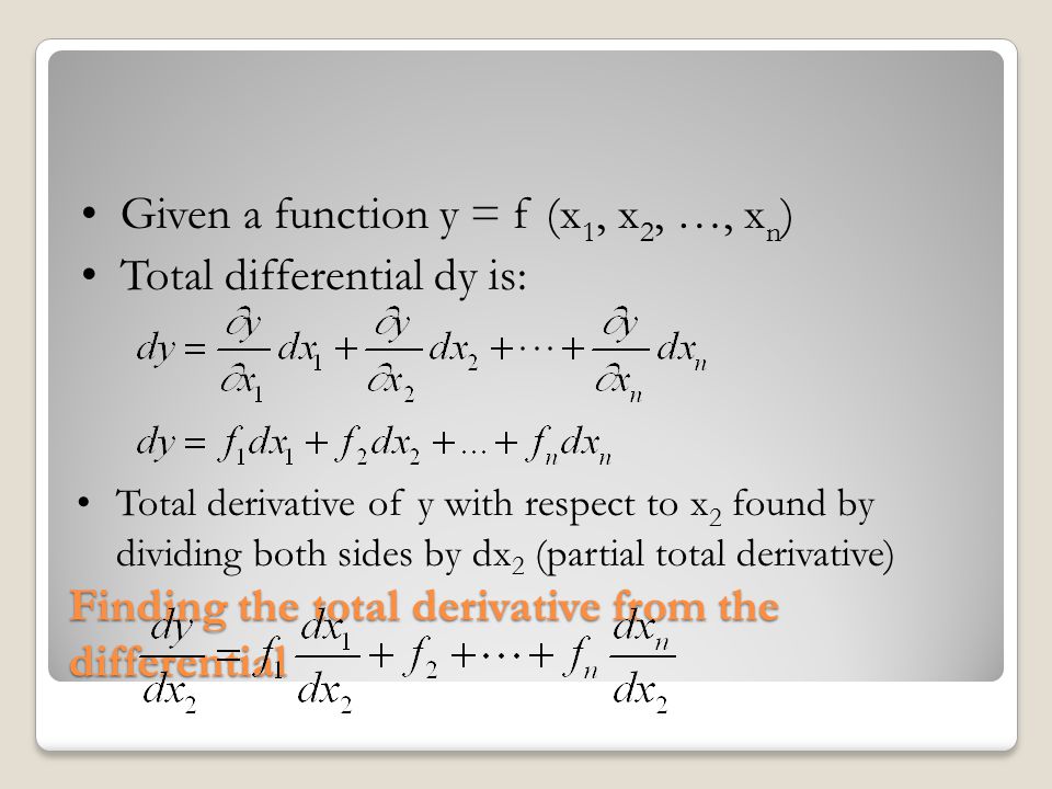 Finding the total derivative from the differential