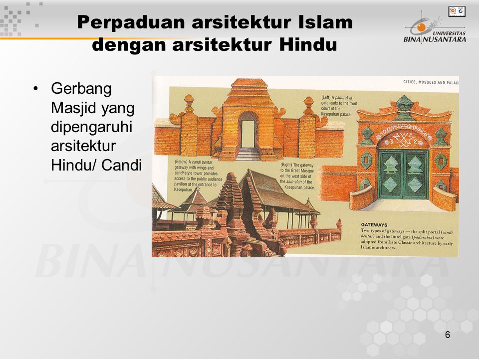 Perpaduan arsitektur Islam dengan arsitektur Hindu