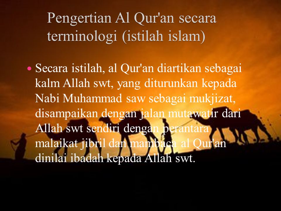 Pengertian Al Qur an secara terminologi (istilah islam)