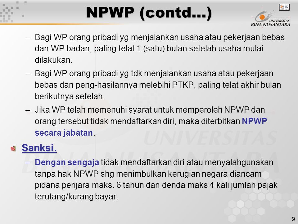 NPWP (contd…)