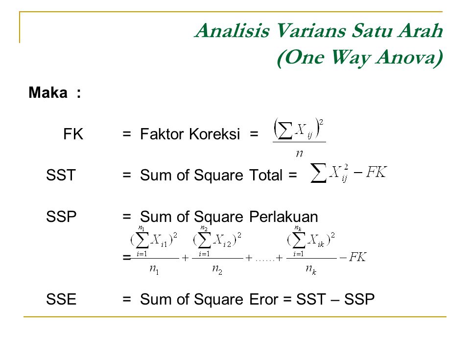 Analisis Varians Satu Arah (One Way Anova)
