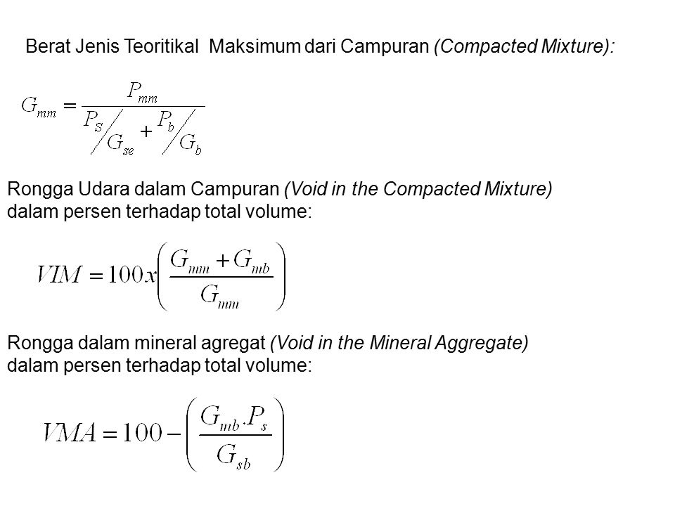 Berat Jenis Teoritikal Maksimum dari Campuran (Compacted Mixture):