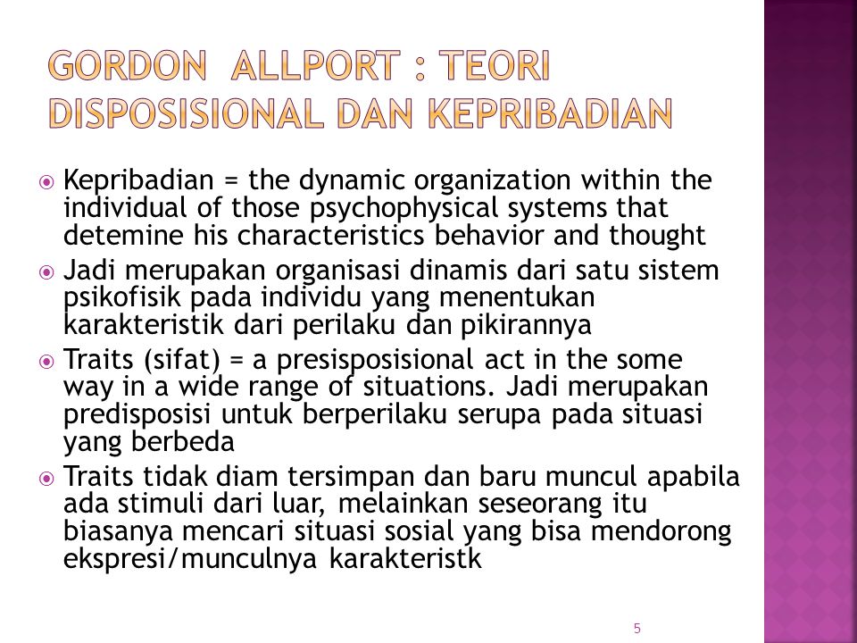 Gordon Allport : Teori Disposisional dan Kepribadian