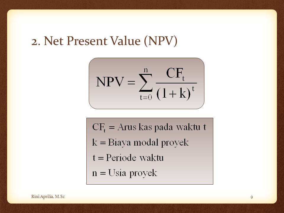 2. Net Present Value (NPV)