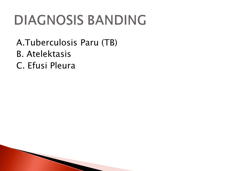 DIAGNOSIS BANDING A.Tuberculosis Paru (TB) B. Atelektasis