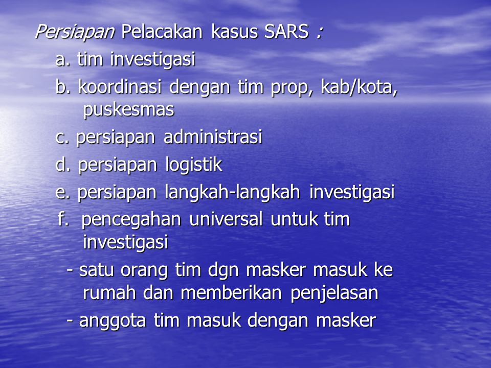 Persiapan Pelacakan kasus SARS :