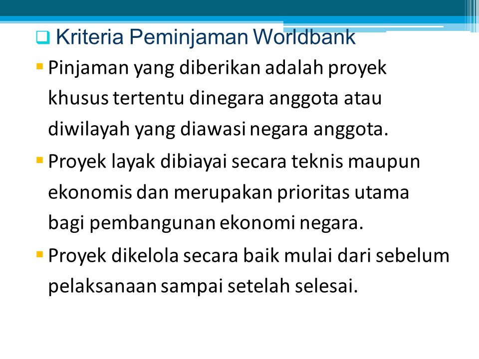 Kriteria Peminjaman Worldbank