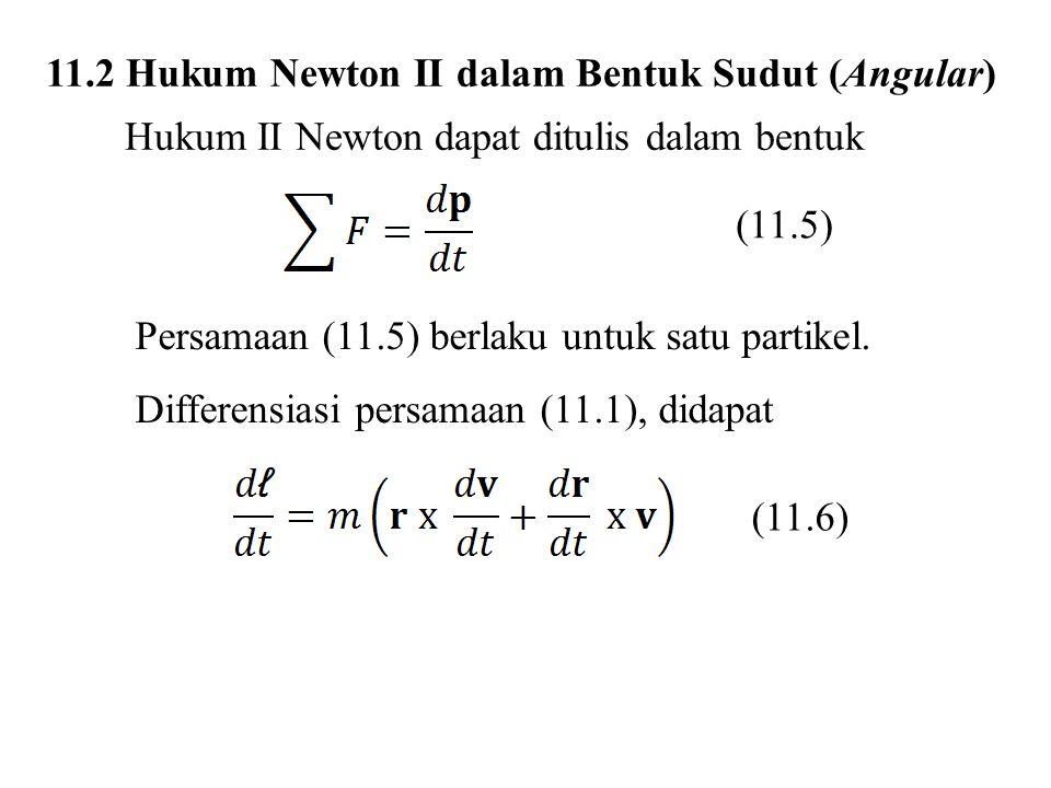 11.2 Hukum Newton II dalam Bentuk Sudut (Angular)