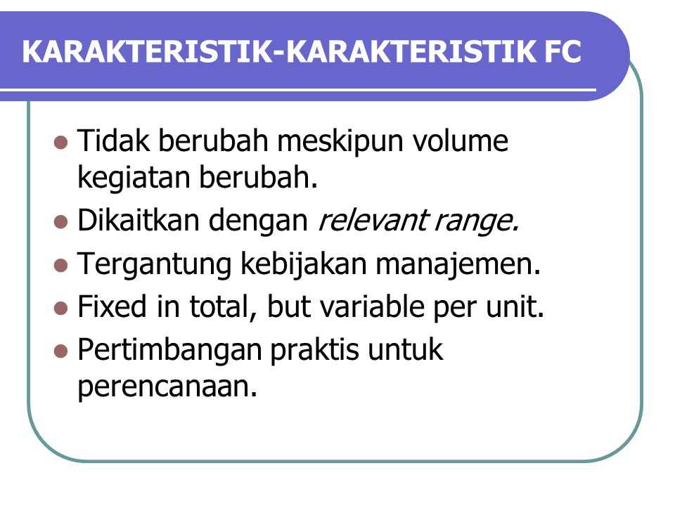 KARAKTERISTIK-KARAKTERISTIK FC