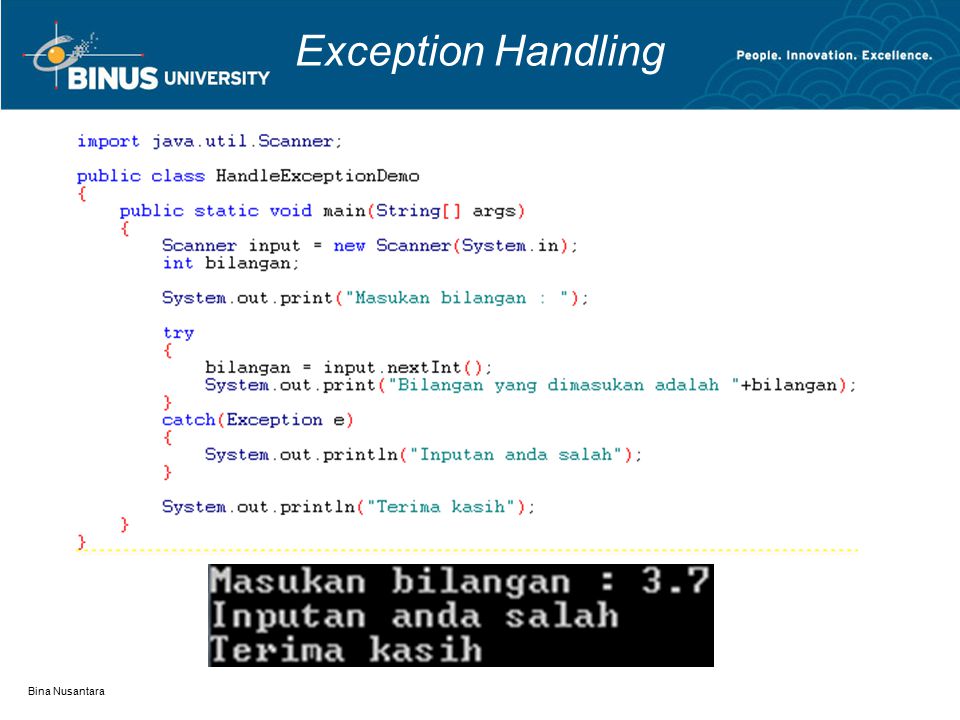 Exception Handling Bina Nusantara