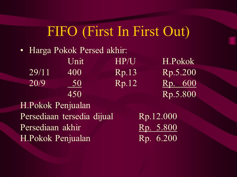 FIFO (First In First Out)