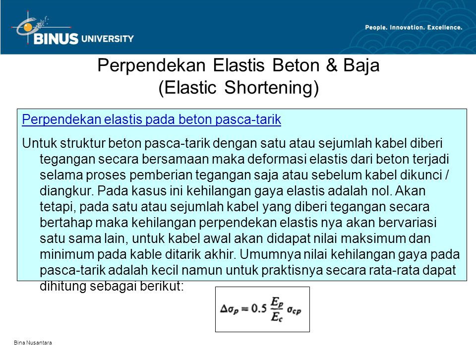 Perpendekan Elastis Beton & Baja (Elastic Shortening)