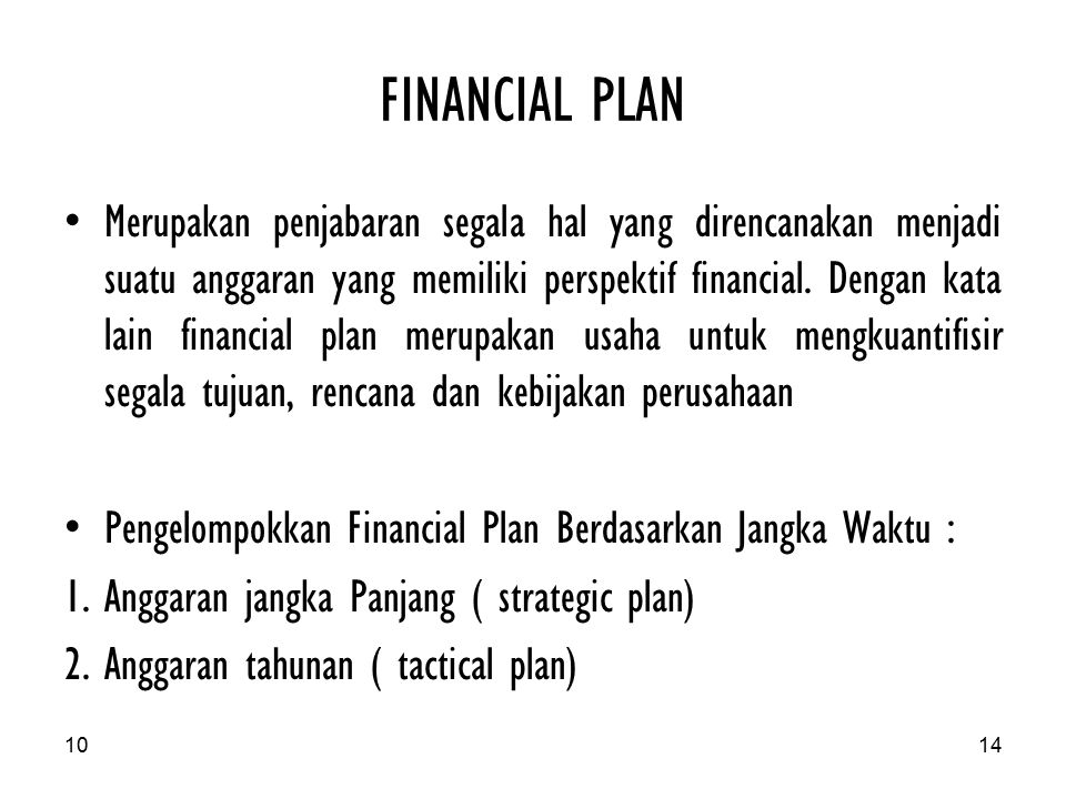 FINANCIAL PLAN
