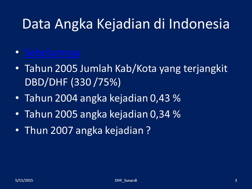 Data Angka Kejadian di Indonesia