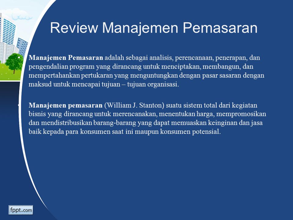 Review Manajemen Pemasaran